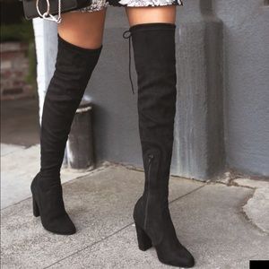 Black suede over the knee boots
